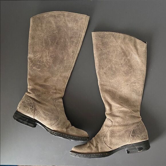 Born Women’s Tan Distressed Suede Leather Boots Side Zipper US Sz 8.5 Boho Chic main image 12